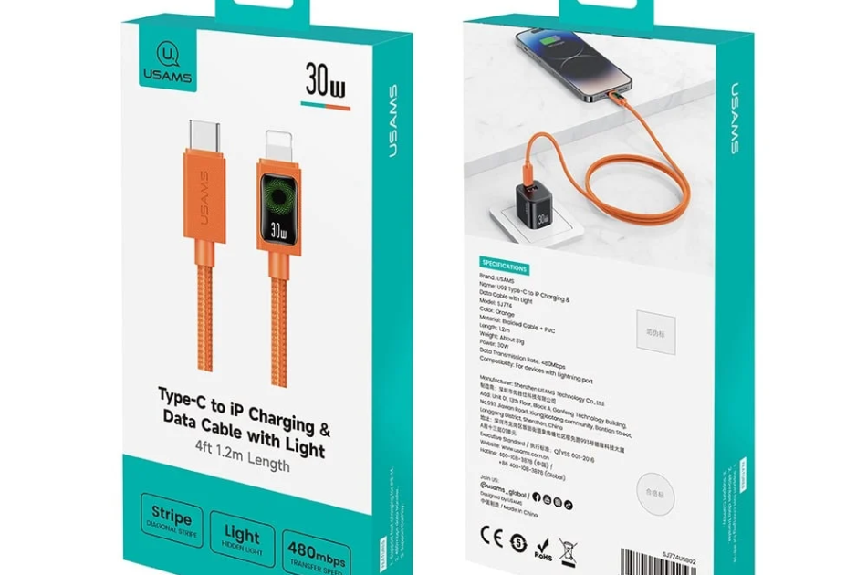 Cáp sạc nhanh usam SJ774 30W TYPE C TO LIGHTNING